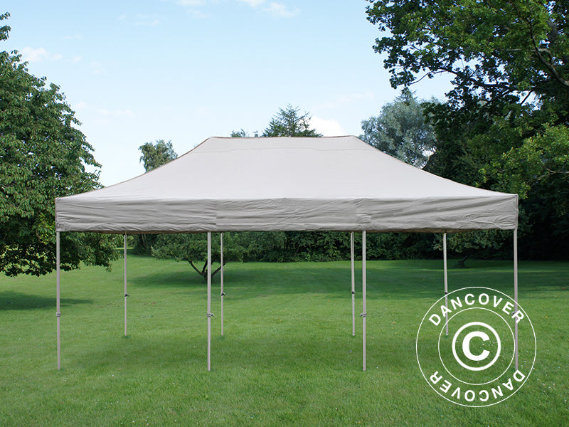 Pop up gazebo FleXtents PRO 4x6 m Latte, incl. 8 decorative curtains
