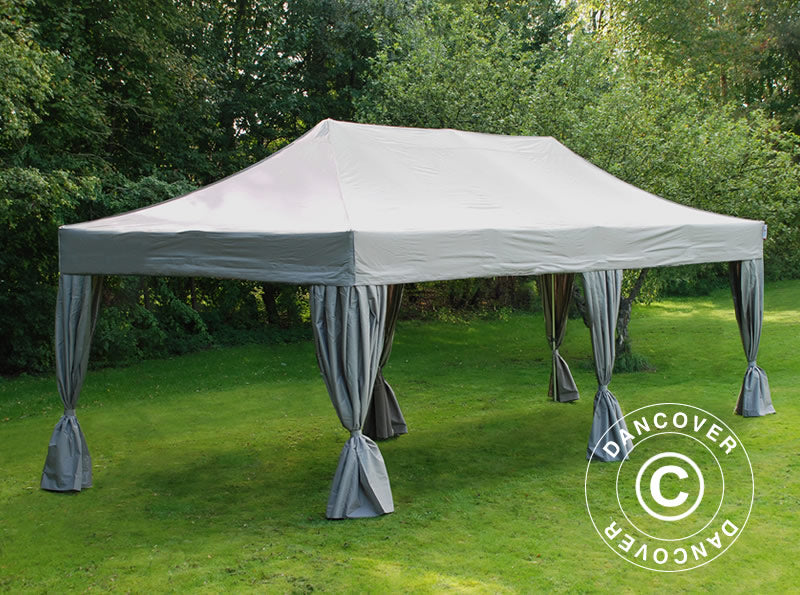Pop up gazebo FleXtents PRO 4x8 m Latte, incl. 6 decorative curtains