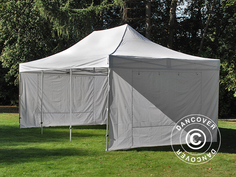 Visitor tent FleXtents PRO 4x6 m White, incl. 8 sidewalls and 1 transparent partition wall