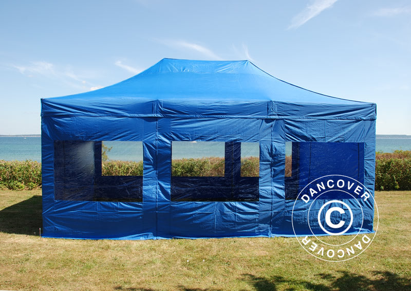 Pop up gazebo FleXtents PRO 4x6 m Blue, incl. 8 sidewalls