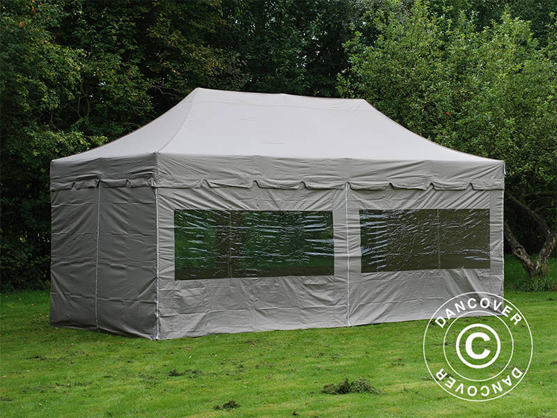 Pop up gazebo FleXtents PRO "Peaked" 4x8 m Latte, incl. 6 sidewalls