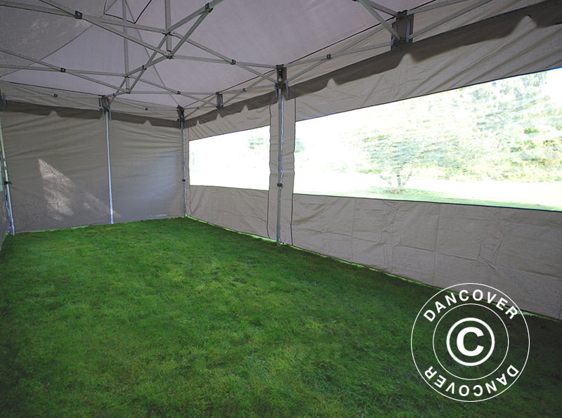 Pop up gazebo FleXtents PRO "Peaked" 4x8 m Latte, incl. 6 sidewalls