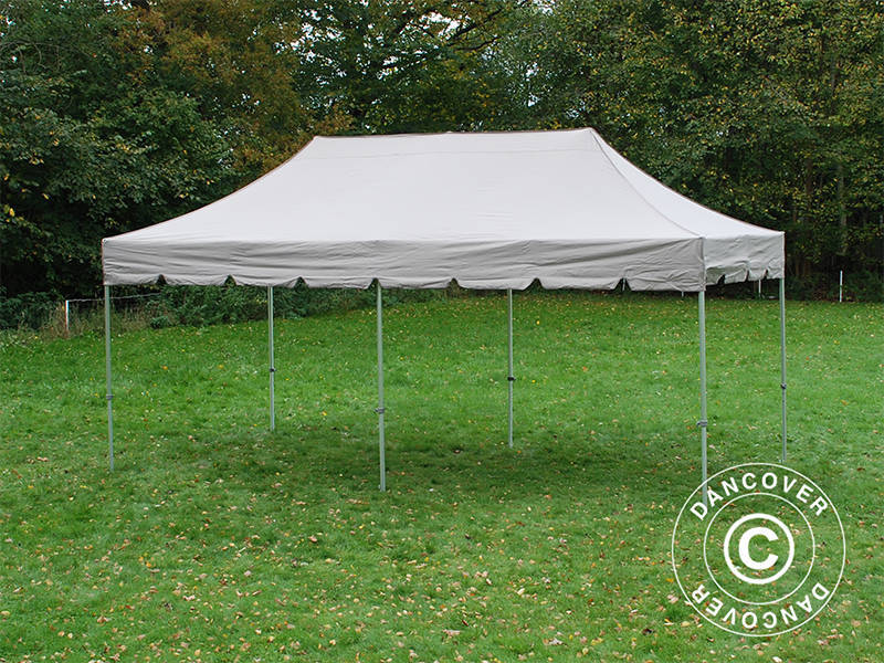 Pop up gazebo FleXtents PRO "Peaked" 4x8 m Latte, incl. 6 decorative curtains