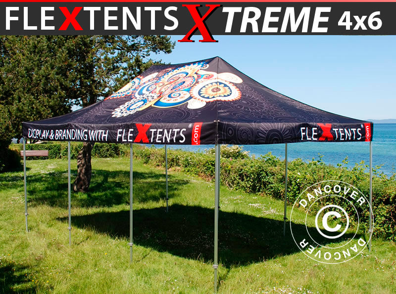 Pop up gazebo FleXtents Xtreme 50 with full digital print, 4x6 m