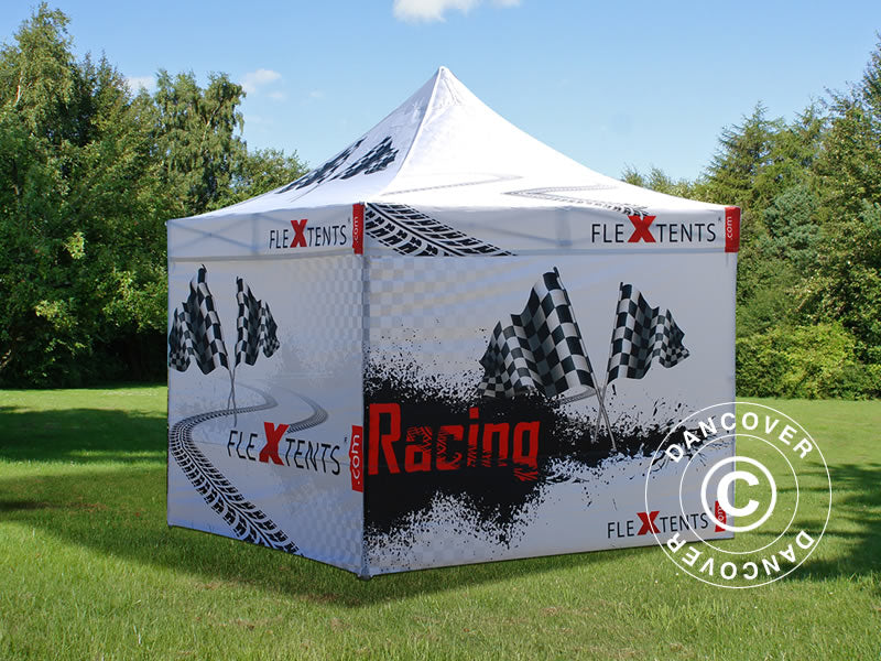 Pop up gazebo FleXtents Xtreme 50 with full digital print, 3x3 m, incl. 4 sidewalls