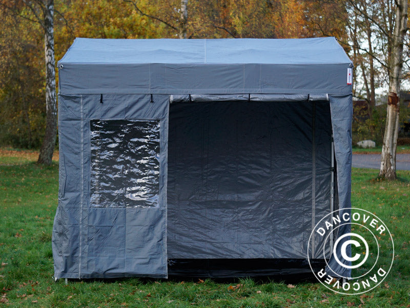 Pop up gazebo FleXtents PRO Trapezo 3x3 m Grey, incl. 4 sidewalls