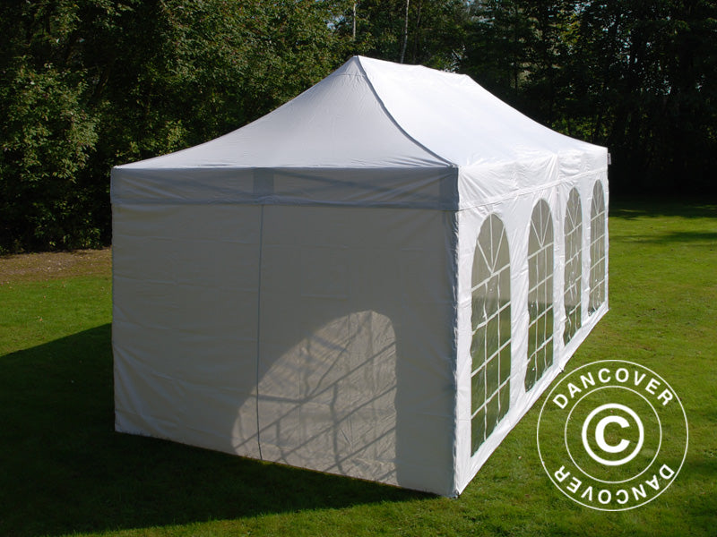 Pop up gazebo FleXtents Xtreme 50 Vintage Style 3x6 m White, incl. 6 sidewalls