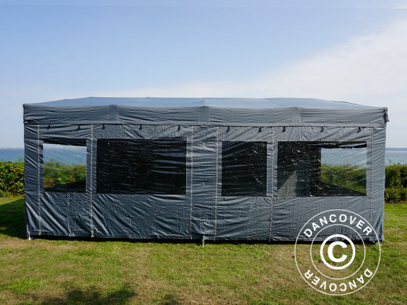 Pop up gazebo FleXtents PRO Trapezo 3x6 m Grey, incl. 4 sidewalls