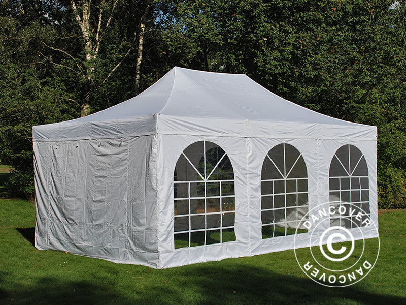 Pop up gazebo FleXtents PRO Vintage Style 4x6 m White, incl. 8 sidewalls