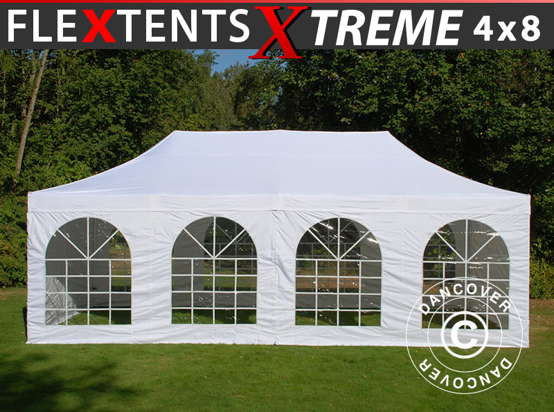 Pop up gazebo FleXtents Xtreme 50 Vintage Style 4x8 m White, incl. 6 sidewalls