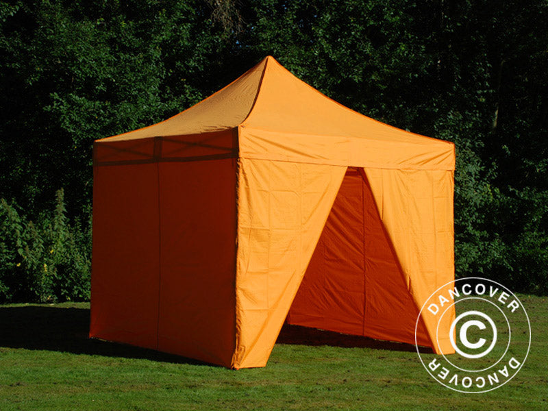 Pop up gazebo FleXtents PRO Steel 3x3 m Orange, incl. 4 sidewalls