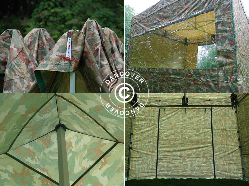 Pop up gazebo FleXtents PRO Steel 3x3 m Camouflage/Military, incl. 4 sidewalls