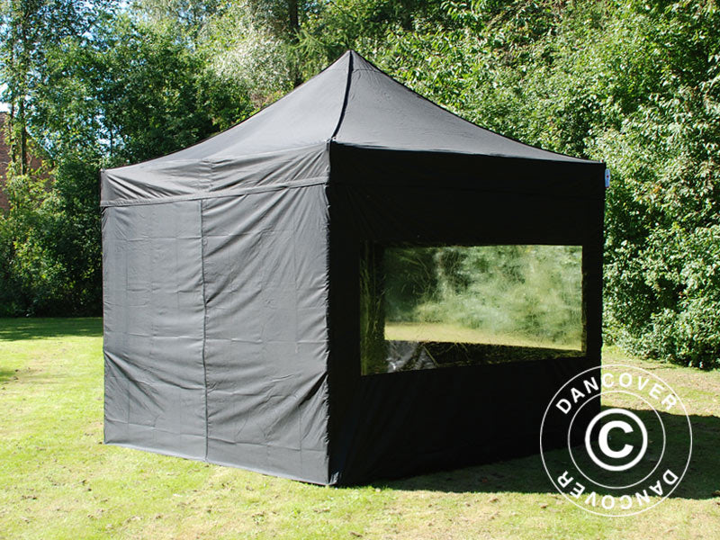 Pop up gazebo FleXtents PRO Steel 3x3 m Black, incl. 4 sidewalls