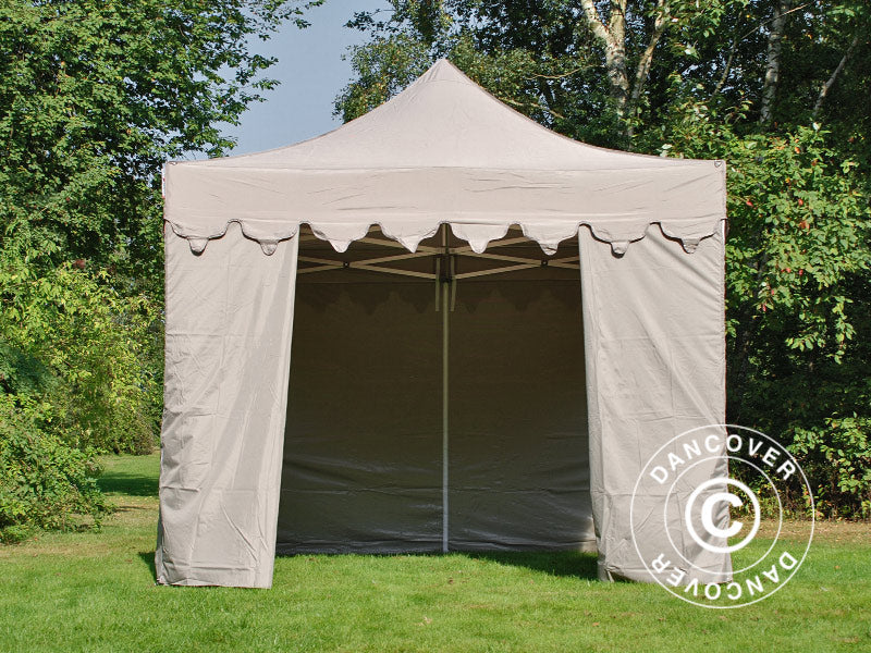 Pop up gazebo FleXtents PRO Steel "Morocco" 3x3 m Latte, incl. 4 sidewalls