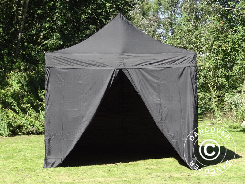 Pop up gazebo FleXtents PRO Steel 3x3 m Black, Flame retardant, incl. 4 sidewalls
