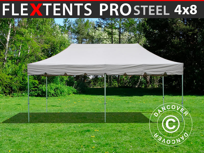 Pop up gazebo FleXtents PRO Steel "Peaked" 4x8 m Latte