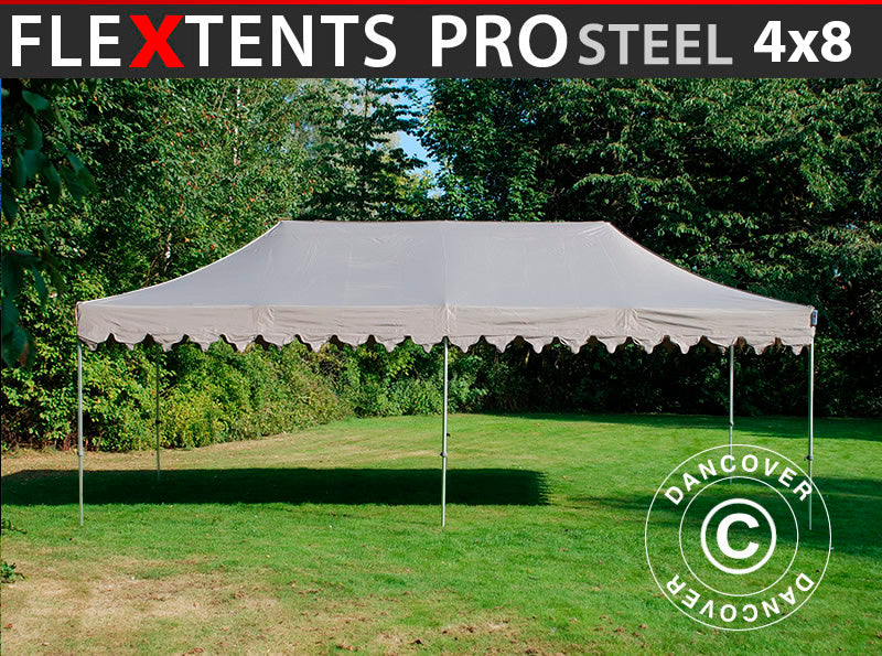 Pop up gazebo FleXtents PRO Steel "Morocco" 4x8 m Latte