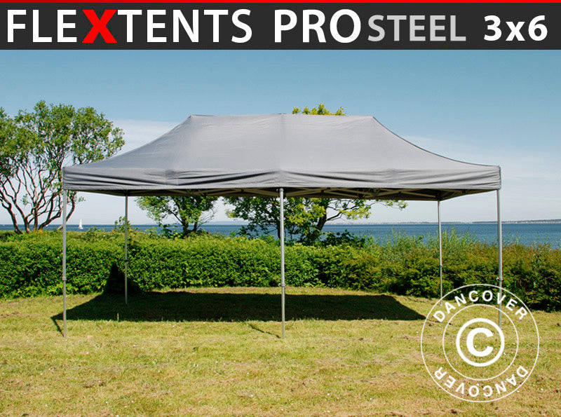 Pop up gazebo FleXtents PRO Steel 3x6 m Grey