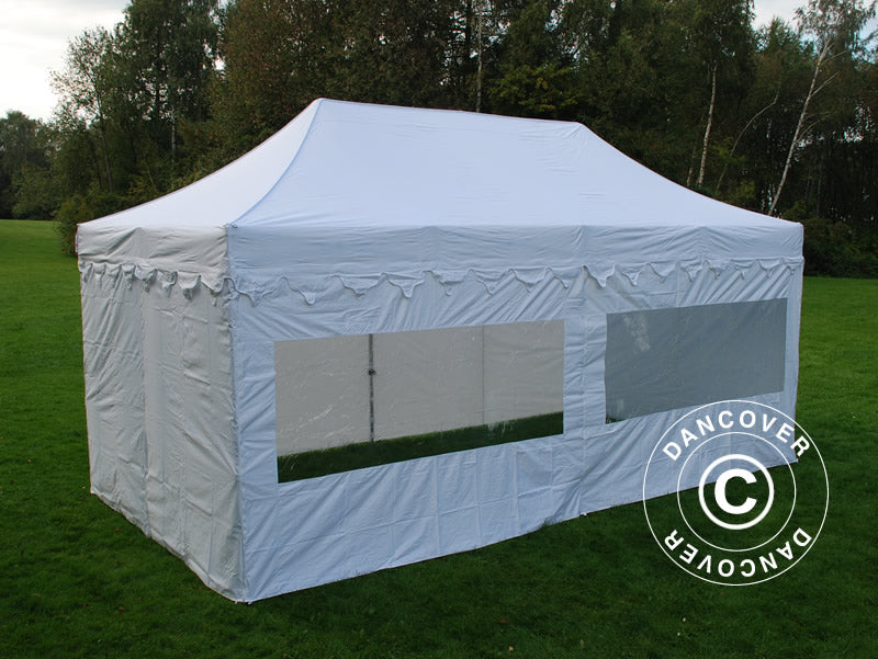 Pop up gazebo FleXtents PRO Steel "Morocco" 3x6 m White, incl. 6 sidewalls