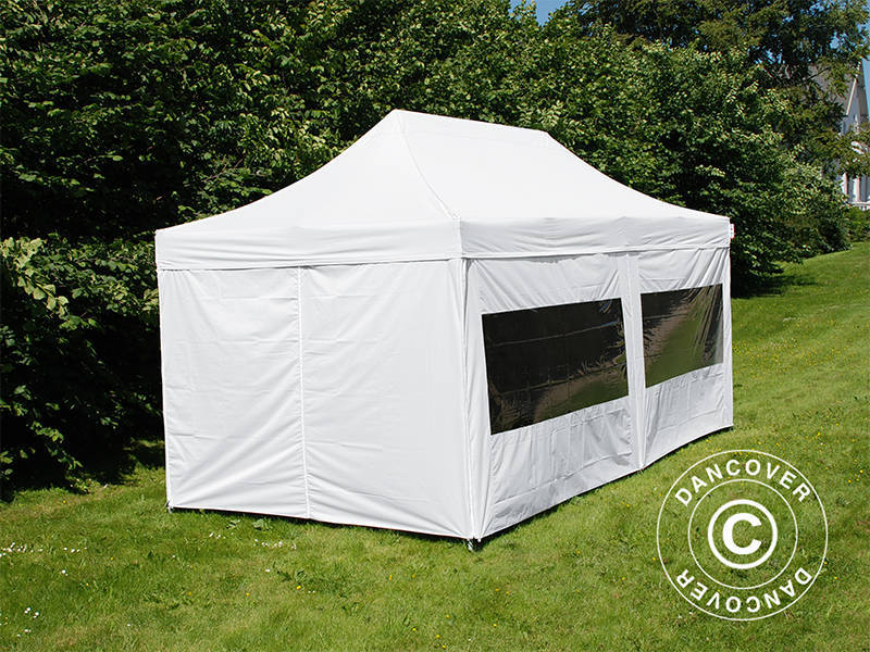 Pop up gazebo FleXtents PRO Steel 3x6 m White, Flame retardant, incl. 6 sidewalls
