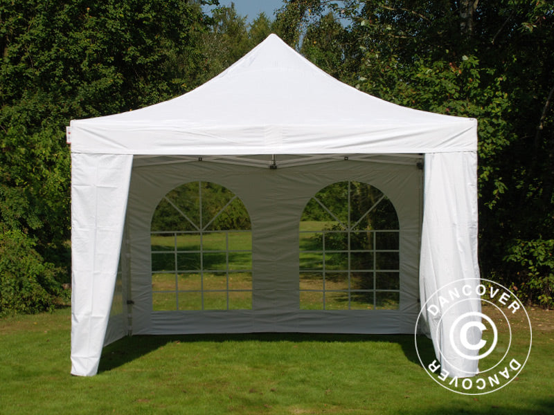 Pop up gazebo FleXtents PRO Steel Vintage Style 4x4 m White, incl. 4 sidewalls