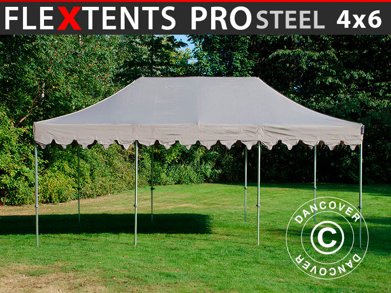 Pop up gazebo FleXtents PRO Steel "Morocco" 4x6 m Latte