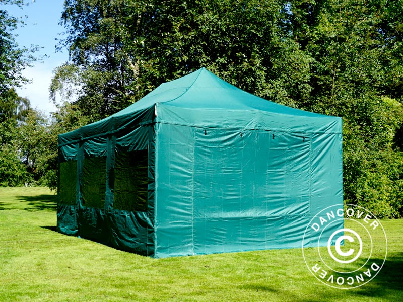 Pop up gazebo FleXtents PRO Steel 4x6 m Green, incl. 8 sidewalls