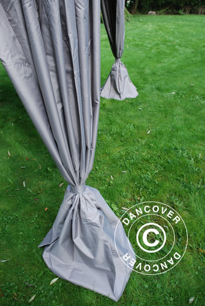 Pop up gazebo FleXtents PRO Steel "Peaked" 3x6 m Latte, incl. 6 decorative curtains