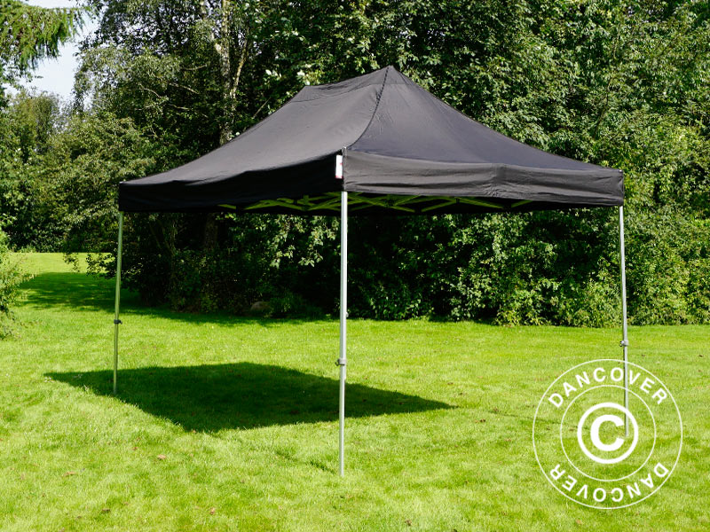 Pop up gazebo FleXtents Steel 3x4.5 m, Black, incl. 4 decorative curtains