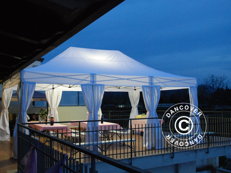 Pop up gazebo FleXtents Steel 4x6 m White, incl. 8 decorative curtains