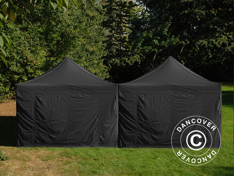 Pop up gazebo FleXtents Steel 6x6 m Black, incl. 8 sidewalls