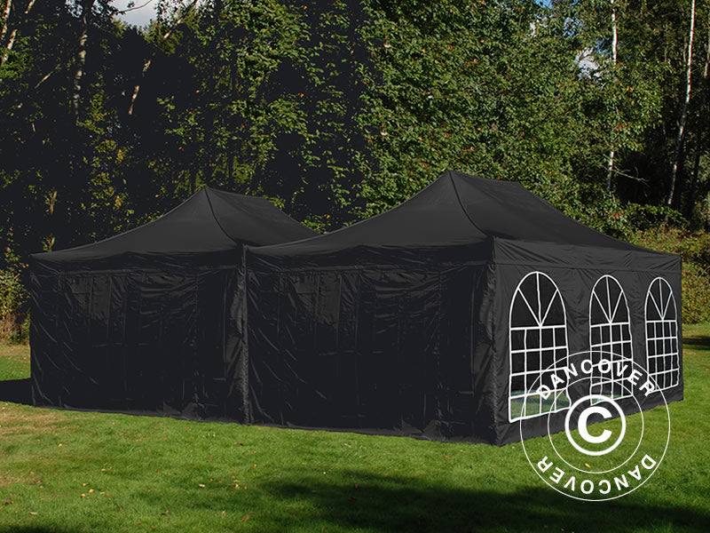 Pop up gazebo FleXtents Steel 8x6 m Black, incl. 8 sidewalls