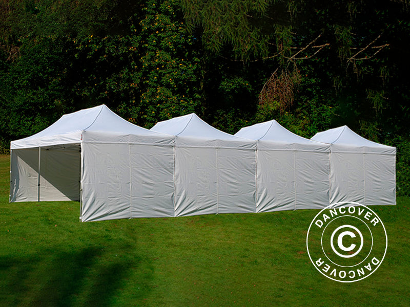 Pop up gazebo FleXtents® Steel 16x8 m White, incl. 10 sidewalls