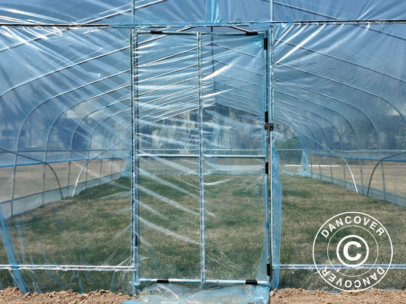 Polytunnel Greenhouse, 7.5x20x3 m, 100-micron PO Film, Transparent