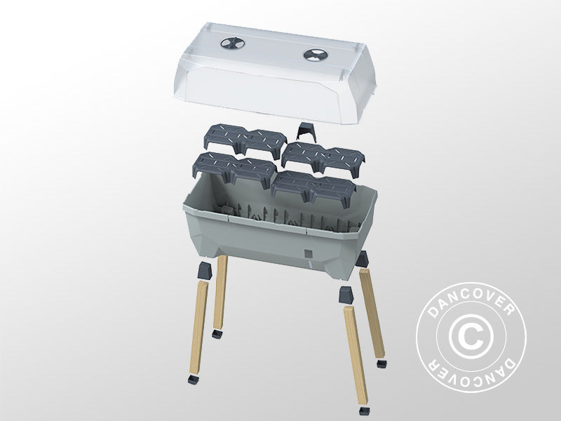 Raised bed, SAMMY SALAD, w/cover and water tank, Light Grey