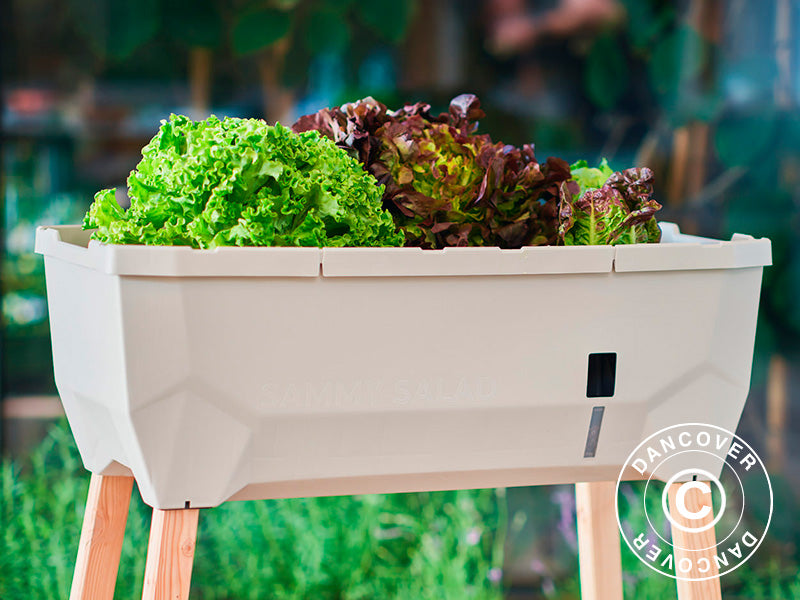 Raised bed, SAMMY SALAD, w/cover and water tank, Light Grey