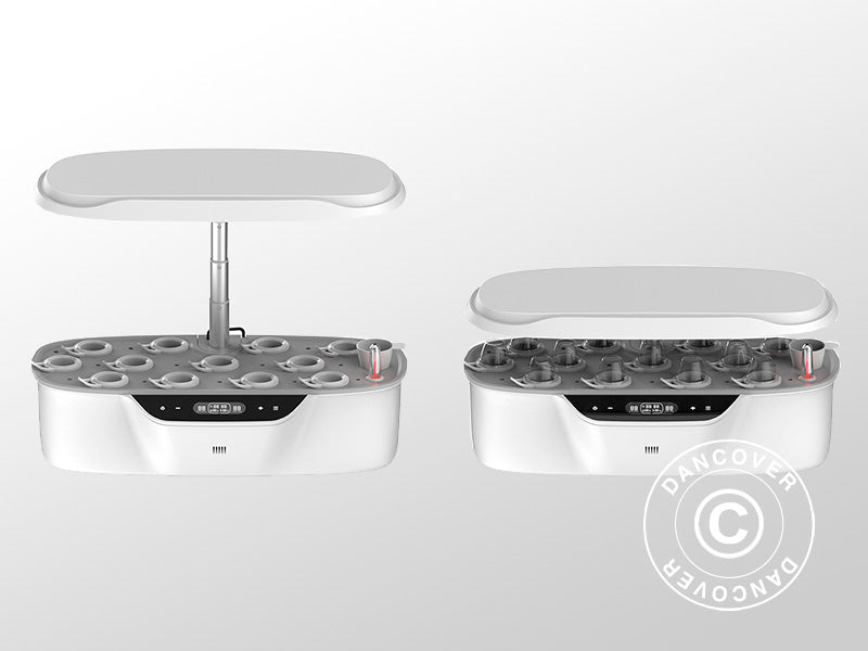 Hydroponic Planter w/LED growth light, 0.204x0.40x0.195 m, White