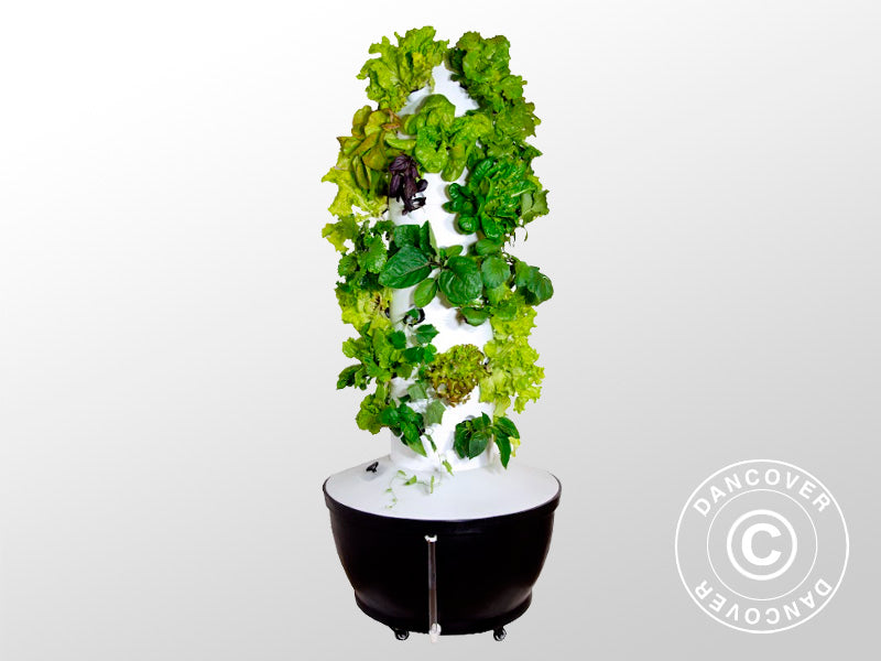 Hydroponic grow tower w/LED, 0.8x0.8x1.7 m, White