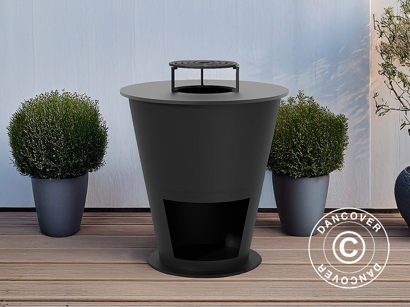 Fire Bowl with wood storage, Ø74.5x80 cm, Black