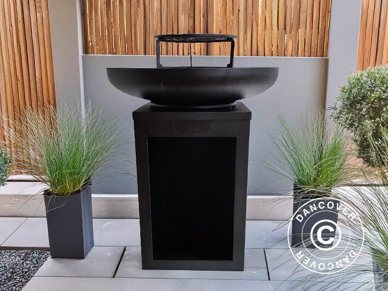 Fire Bowl with Wood Storage, Ø60x73 cm, Black