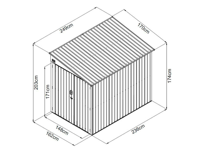 Metal Shed (MC/bikes), 1.7x2.49x2.03 m, 4.25 m², Anthracite