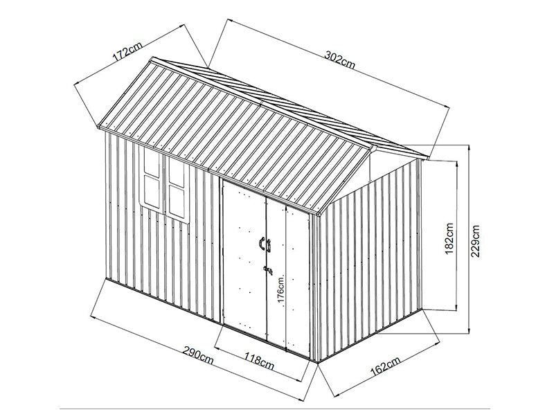 Garden shed, 3.02x1.72x2.29 m, 5.19 m², Anthracite/White
