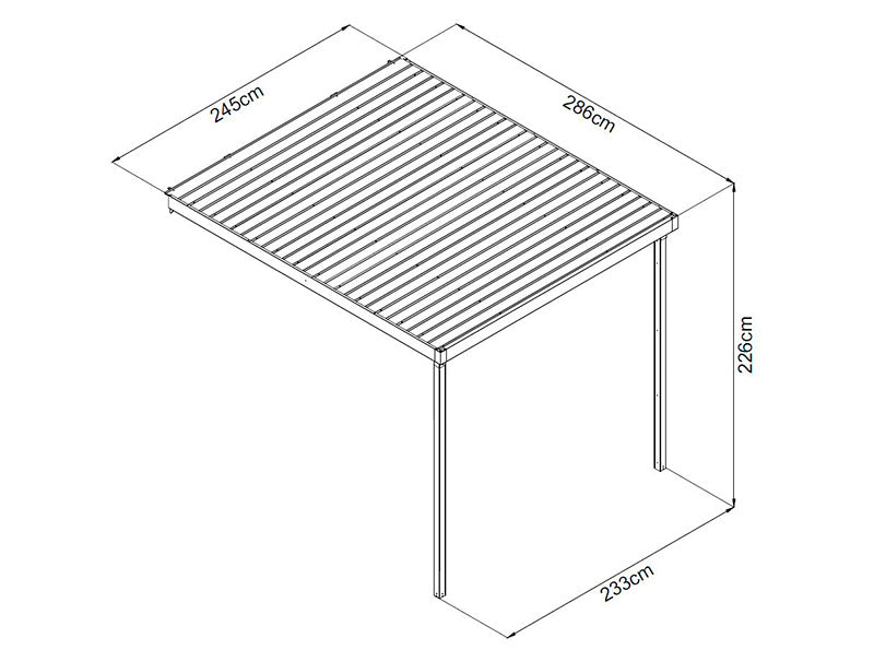 Extension f/garden shed with skylight, 2.86x2.45x2.26 m, 7 m², Anthracite