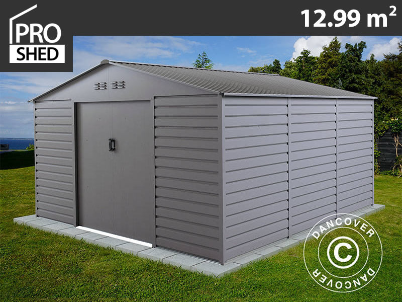 Garden shed 3.4x3.82x2.05 m, 12.99 m², ProShed®, Aluminium Grey