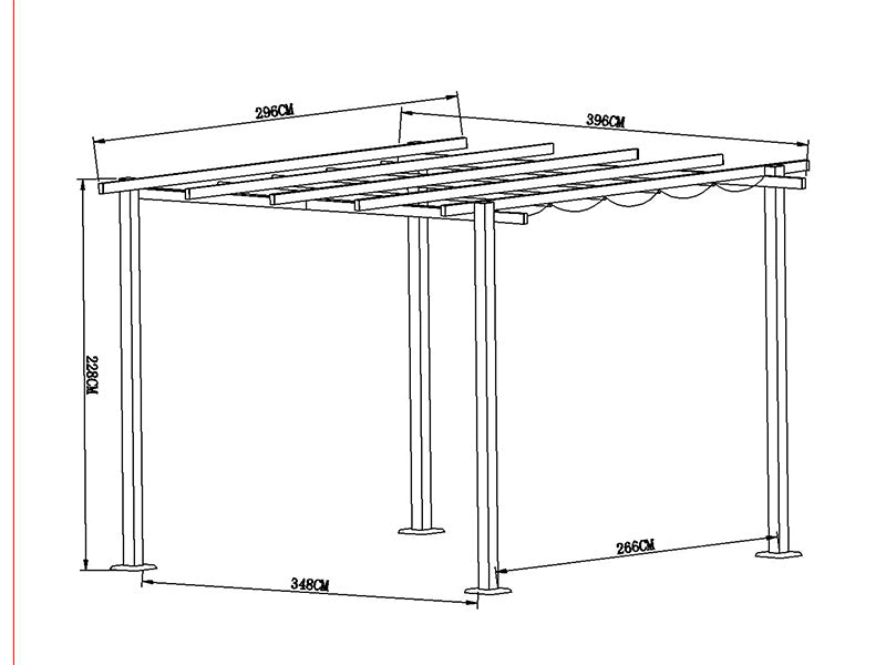 Pergola gazebo Santa Cruz, 3x4 m, Dark grey