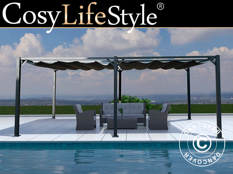 Pergola gazebo Santa Cruz, 3x6 m, Dark grey