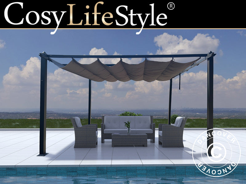 Pergola gazebo Santa Cruz, 4x4 m, Dark grey