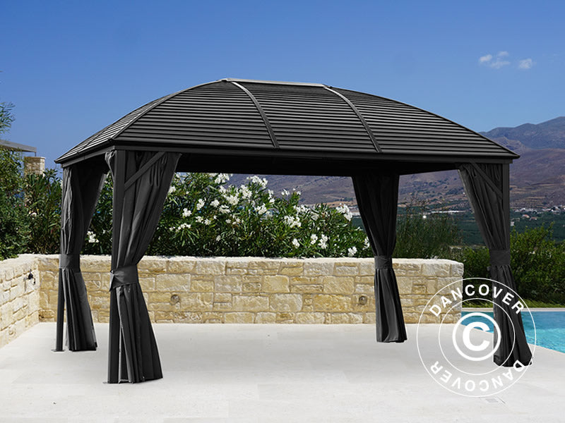 Gazebo San Jose Alu+ w/curtains and mosquito net, 3x4 m, Black