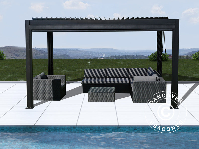 Bioclimatic pergola gazebo San Pablo Alu+, 3x4 m, Black