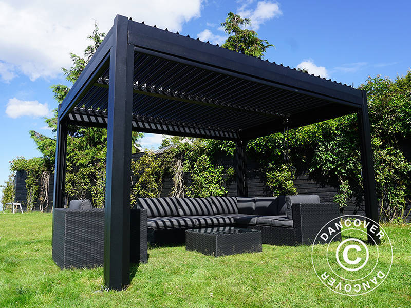 Bioclimatic pergola gazebo San Pablo Alu+, 3x4 m, Black